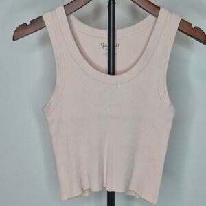 John Galt Brandy Melville Light Pink Ribbed Cotton Scoop Neck Crop Tank Top S